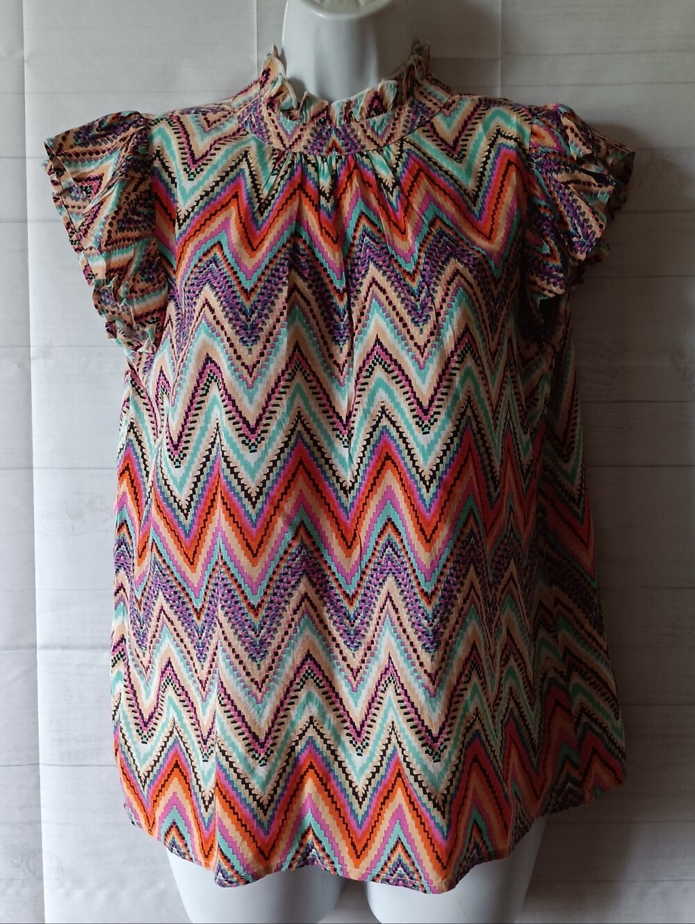 THML Multicolor Zig Zag Ruffle Top